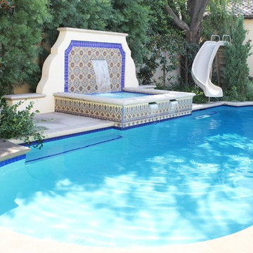 Tile Wall Water Feature and Pool