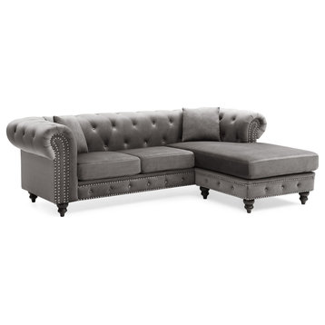 Nola Sofa Chaise, Dark Gray