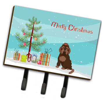 Brown Russian Tsvetnaya Bolonka Lap Dog Christmas Tree Leash Or Key Holder Hooks