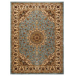 Nourison - Nourison Delano Area Rug, Blue, 9'x12' - A richly traditional medallion design framed by an opulently figured decorative border. On a field of serene blue, a high fashion area rug that will endow any room with an aura of subtle sophistication. Expertly power-loomed from top quality polypropylene yarns for luxuriously supple texture and years of lasting beauty.