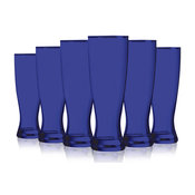Cobalt Blue Grand Pilsner Glasses Fully Colored, 23 oz. Set of 6