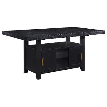 Yves Rubbed Charcoal Wood Counter Height Dining Table with Storage