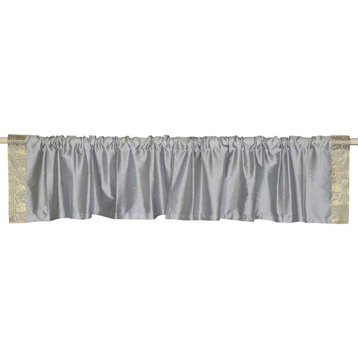 Gray - Rod Pocket Top It Off handmade Sari Valance 60W X 20L - Pair