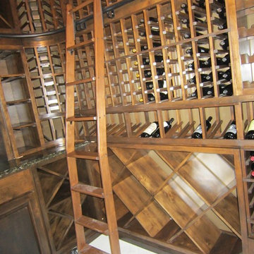 New Orleans Custom Wine Cellar with Bent Ladder