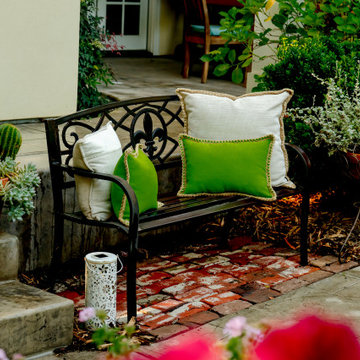 Garden Bench with Bright Accents
