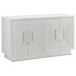 Currey and Company - Currey and Company 3000-0151 Morombe, 56.5" Cabinet - The cerused white finish on the Morombe White CabiMorombe 56.5 Inch Ca Cerused White *UL Approved: YES Energy Star Qualified: n/a ADA Certified: n/a  *Number of Lights:   *Bulb Included:No *Bulb Type:No *Finish Type:Cerused White