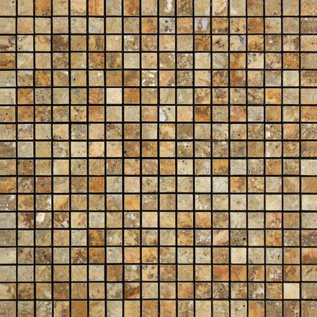 Scabos Travertine Mosaic, 5/8 X 5/8 Polished