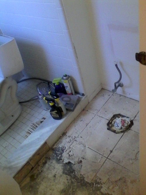 Replacing bathroom tile floor