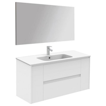 Ambra 120 Pack 1 Wall Mount Bathroom Vanity with Mirror in Matte White