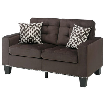 Elegant Loveseat, Tapered Legs & Tufted Polyester Seat With Nailhead Trim