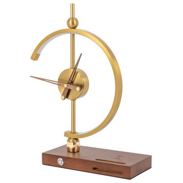 Gold LED Table Lamp with Clock & Wireless Charger