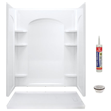 Transolid 60-in x 30-in Low Profile Shower Kit with Right Hand Drain in White