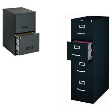 2 Piece Value Pack Four Drawer and Two Drawer Filing Cabinets in Black