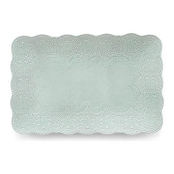 Arte Italica Merletto Aqua Rectangular Tray - Dinnerware