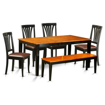 East West Furniture Nicoli 6-piece Wood Dining Room Set in Black/Cherry