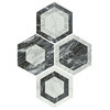 7"x8" Carra Bardiglio Hexagon Porcelain Floor and Wall Tile, Set of 35, Geo