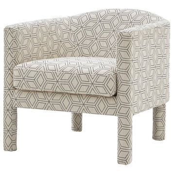 New Pacific Direct Jennifer 19" Fabric Accent Arm Chair in Beige/Geo Diamond