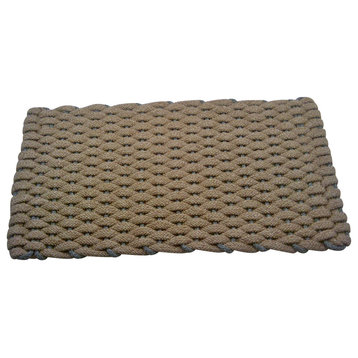 20"x38" Rockport Rope  Mat, Tan With Gray Insert
