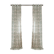 SeaGlass Grommet Printed Sheer Curtain Single Panel, Seaglass Blue, 50"x96"