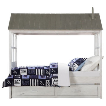 Rosebery Kids Tree House Twin Bed in Weathered White and Washed Gray