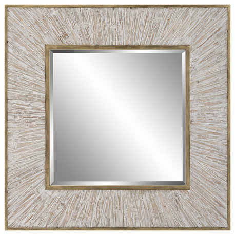 Uttermost Wharton Whitewashed Square Mirror