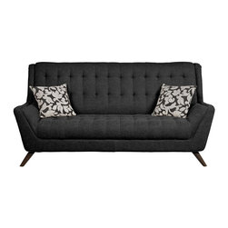 Natalia Retro Black Chenille Sofa - Sofas