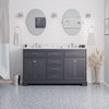 Aria 60" Bathroom Vanity, Marine Gray, Carrara Marble, Double Vanity