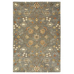 Kaleen - Kaleen Hand-Tufted Helena Wool Rug, Pewter Green, 9'x12' - Like autumn's first fallen leaves, the Kaleen rug provides your home sublime beauty. This handcrafted wool rug spotlights a floral-and-leaf pattern that both soothes and catches the eyes. The Kaleen isn't just style, though, protecting your well-traveled floor from footprints and scuff marks.
