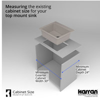 Karran QT-820 Top Mount 25" Single Bowl Quartz Kitchen Sink Kit, Concrete