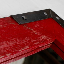 Lourdes Industrial Distressed Steel Framed & Red Painted Reclaimed Scaffolding M - Wall Mirrors
