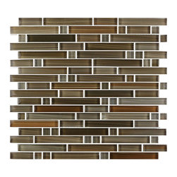 GBM Manufacturing - Handicraft II 12"x12" Glass Linear Mosaic Tile,Green - Mosaic Tile