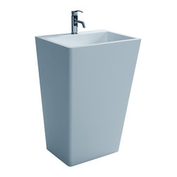 ADM Bathroom Design - ADM Rectangular Freestanding Pedestal Sink, White, 22", Matte White - Bathroom Sinks