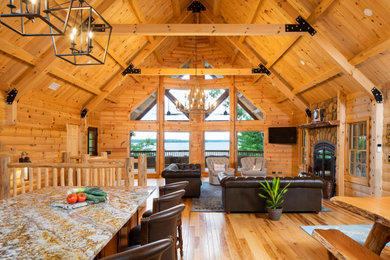 Example of a mountain style living room design in Other