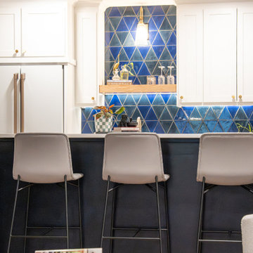 Bold Basement Finish — Linear Gas Fireplace, Wet Bar & Cafe Appliance Suite