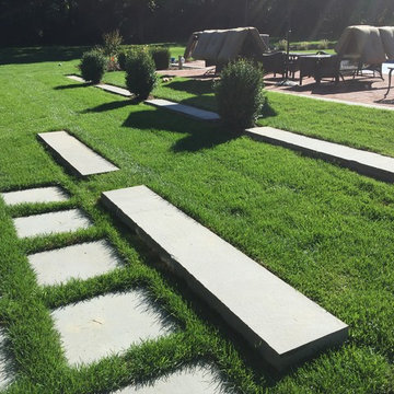 Traditional Brick Poolside Patio and Driveway