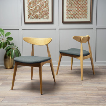 GDF Studio Issaic Mid Century Design Wood Dining Chairs, Set of 2, Gray/Oak