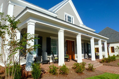 Large craftsman gray two-story concrete fiberboard gable roof idea in Jackson