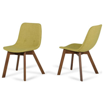 Abigail Modern Green Tea and Walnut Dining Chair, Set of 2
