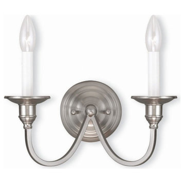 2 Light Farmhouse Steel Candle Wall Mount Off-White Linen Shade-12 Inches H by