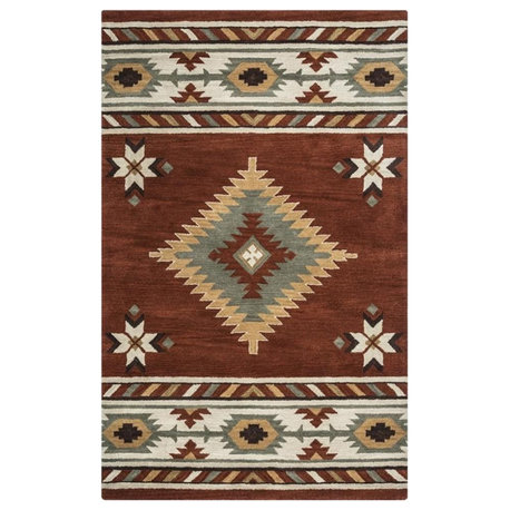 Alora Decor Ryder 6'6" x 9'6" Tribal Rust/Khaki/Navy/Sage Hand-Tufted Rug