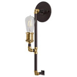 Forte - Forte 7116-01-51 Piper, 1 Light Wall Sconce - The Piper wall sconce offers a combination of blacPiper 1 Light Wall S Black/Antique Brass *UL Approved: YES Energy Star Qualified: n/a ADA Certified: n/a  *Number of Lights: 1-*Wattage:75w Medium Base bulb(s) *Bulb Included:No *Bulb Type:Medium Base *Finish Type:Black/Antique Brass