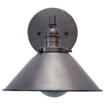 Modern Wall Grey Sconce - Industrial Gunmetal Brass Cone Shade Light