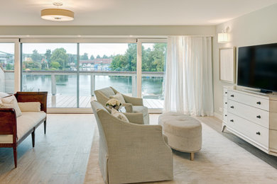 Example of a beach style bedroom design in Other