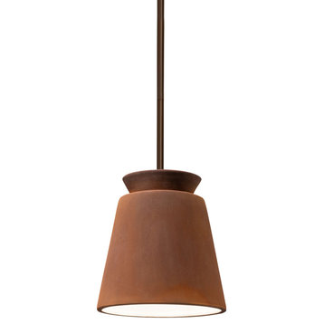 Small Trapezoid Pendant, Real Rust, Dark Bronze, Integrated LED