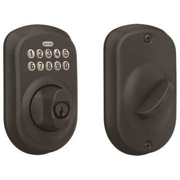 Schlage BE365-PLY Plymouth Electronic Keypad Single Cylinder - Matte Black