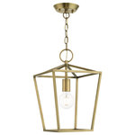 Livex Lighting - Devone 1 Light Antique Brass Lantern - The Devone collection hints at a casual vibe. This single light square frame semi-flush/ lantern is shown in an antique brass finish. It will be a great feature in your modern loft or cabin as well as any transitional style interior.