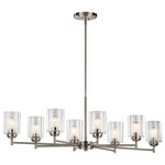 Kichler Lighting - Winslow 8 Light Chandelier in Brushed Nickel - The modern Winslow 8 light chandelier in a Brushed Nickel finish with Clear Seeded glass shade pair beautifully with the linear arms, bringing light and dimension to a space.