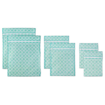 DII Modern Fabric Lattice Set D Mesh Laundry Bag in Aqua Blue (Set of 6)