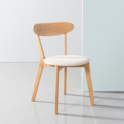 Henrik Solid Oak Dining Chair - Off White Fabric Seat - Dining Chairs