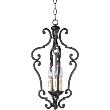 Three Light Colonial Umber Open Frame Foyer Hall Fixture